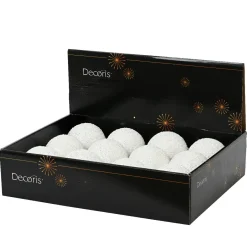 KAEMINGK Lot de 12 boules de Noël (D80 mm) Sequins pailletés Blanc Online