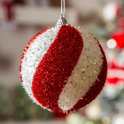 KAEMINGK Lot de 12 boules de Noël (D100 mm) Spiralis Rouge New