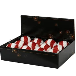 KAEMINGK Lot de 12 boules de Noël (D80 mm) Spiralis Rouge Clearance