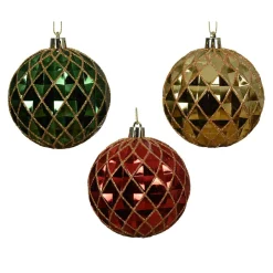 KAEMINGK Lot de 12 boules de Noël (D80 mm) Venise de nuit pailleté or Multicolore Best