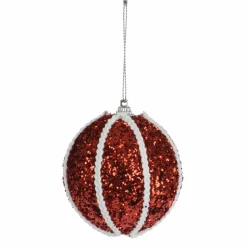 KOOPMAN Lot de 12 boules de Noël (D80 mm) Zébrures Rouge Online