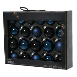 KAEMINGK Lot de 21 boules de Noël en verre Assorties Cristal Bleu nuit Best
