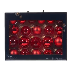 KAEMINGK Lot de 21 boules de Noël en verre Assorties Cristal Rouge Outlet