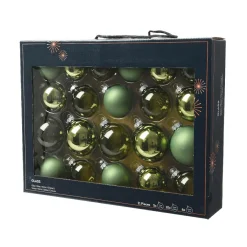 KAEMINGK Lot de 21 boules de Noël en verre Assorties Cristal Vert romarin Best