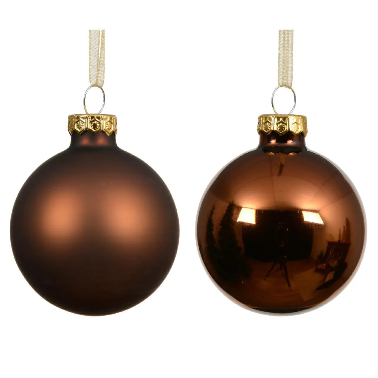 KAEMINGK Lot de 4 Boules de Noël en verre (D100 mm) Boréal Brun café Best