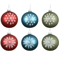 KAEMINGK Lot de 6 boules de Noël en verre (D80 mm) Santa Christmas Multicolore New