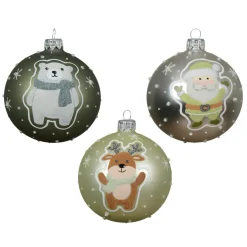 KAEMINGK Lot de 6 boules de Noël en verre (D80 mm) Mignonnerie de Noël Vert