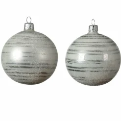 KAEMINGK Lot de 6 boules de Noël en verre (D80 mm) Rya Blanc Hot