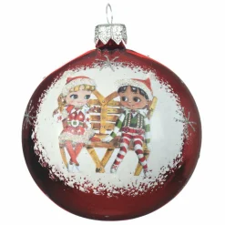 KAEMINGK Lot de 6 boules de Noël en verre (D80 mm) Chérubins Rouge Discount