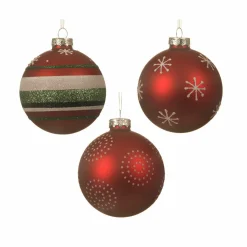 KAEMINGK Lot de 3 boules de Noël en verre (D80 mm) Meov Rouge Discount