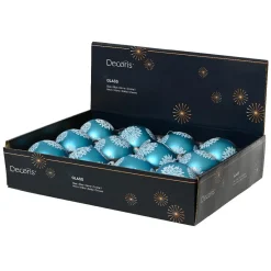 KAEMINGK Lot de 12 Boules de Noël en verre (D100 mm) Eclats célestes Bleu pétillant Best