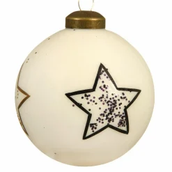KAEMINGK Lot de 3 boules de Noël en verre (D80 mm) Myli Blanc laine Online