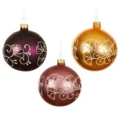 KAEMINGK Lot de 6 boules de Noël en verre (D80 mm) Bucolique Or, figue et rose Multicolore Best