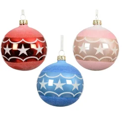 KAEMINGK Lot de 6 boules de Noël en verre (D80 mm) Cirque d'étoile Multicolore New