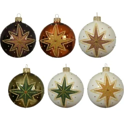 KAEMINGK Lot de 6 boules de Noël en verre (D80 mm) Étoiles Filantes Multicolore Discount