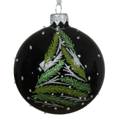 KAEMINGK Lot de 6 boules de Noël en verre (D80 mm) Branches de sapin Noir Online