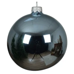 KAEMINGK Lot de 4 boules de Noël en verre (D100 mm) Arctique brillante Bleu glacé