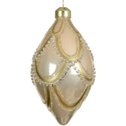 KAEMINGK Lot de 2 boules de Noël en verre (D60 mm) Élégance Gatsby Beige Perle Hot