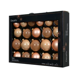 KAEMINGK Lot de 21 boules de Noël en verre (D60 à 75 mm) Assorties Cristal Pêche Clearance