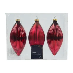 KAEMINGK Lot de 3 boules de Noël en verre (D60 mm) Goutte précieuse Bordeaux New