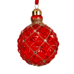 KAEMINGK Lot de 3 boules de Noël en verre (D80 mm) Carrat Rouge Hot