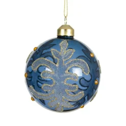 KAEMINGK Lot de 3 boules de Noël en verre (D80 mm) Castel Bleu New