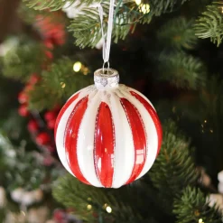 KAEMINGK Lot de 3 boules de Noël en verre (D80 mm) Cotelées Rouge Outlet