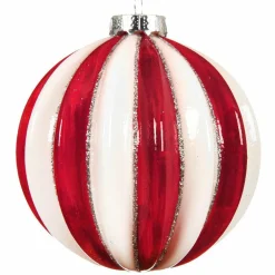 KAEMINGK Lot de 3 boules de Noël en verre (D80 mm) Cotelées Rouge Outlet