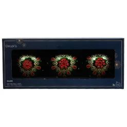 KAEMINGK Lot de 3 boules de Noël en verre (D80 mm) Folk Flower Vert Outlet
