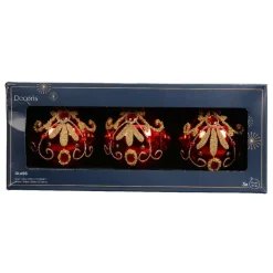 KAEMINGK Lot de 3 boules de Noël en verre (D80 mm) Palazzo Rouge Clearance