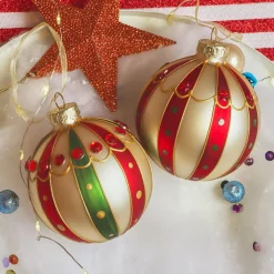 KAEMINGK Lot de 3 boules de Noël en verre (D80 mm) Sweet Circus Multicolore Clearance