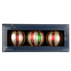 KAEMINGK Lot de 3 boules de Noël en verre (D80 mm) Sweet Circus Multicolore Clearance