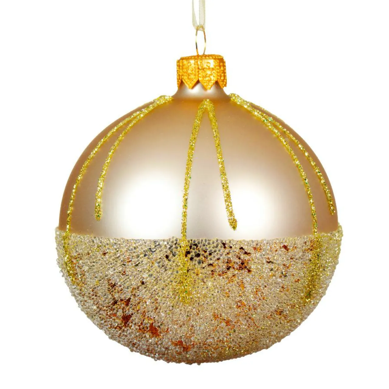 KAEMINGK Lot de 6 boules de Noël en verre (D80 mm) Ballotine Perle