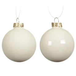 KAEMINGK Lot de 6 Boules de Noël en verre (D80 mm) Boréal Blanc laine Hot
