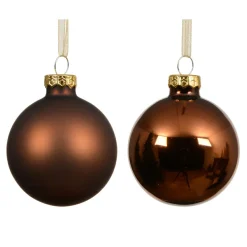 KAEMINGK Lot de 6 boules de Noël en verre (D80 mm) Boréal Brun café Best