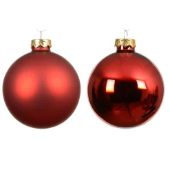 KAEMINGK Lot de 6 boules de Noël en verre (D80 mm) Boréal Rouge Best
