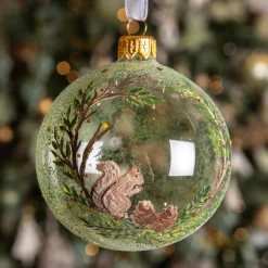 KAEMINGK Lot de 6 boules de Noël en verre (D80 mm) Écureuil sauvage Transparent Clearance