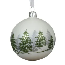 KAEMINGK Lot de 6 boules de Noël en verre (D80 mm) Forêt sapin Blanc Hot