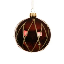 KAEMINGK Lot de 6 boules de Noël en verre (D80 mm) Prestige pailleté or Bordeaux New
