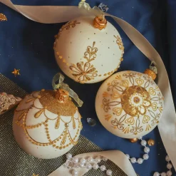 KAEMINGK Lot de 6 boules de Noël en verre (D80 mm) Versailles Blanc laine Hot