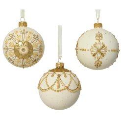 KAEMINGK Lot de 6 boules de Noël en verre (D80 mm) Versailles Blanc laine Hot