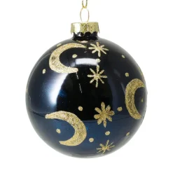 KOOPMAN Lot de 12 boules de Noël en verre (D80 mm) Moon nuit et doré Bleu Online
