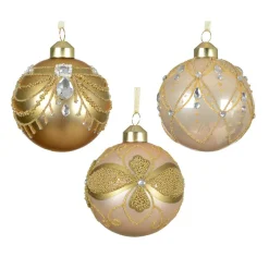 KAEMINGK Lot de 12 boules de Noël en verre (D80 mm) Altesse et perle Or Online