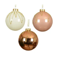 KAEMINGK Lot de 12 boules de Noël en verre (D80 mm) chic , blanc laine et pêche Cognac Discount