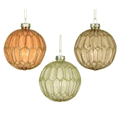 KAEMINGK Lot de 12 boules de Noël en verre (D80 mm) Chic pailleté or Multicolore Clearance