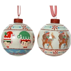 KAEMINGK Lot de 12 boules de Noël en verre (D80 mm) Elfes et rennes Multicolore Sale