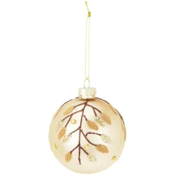KOOPMAN Lot de 12 boules de Noël en verre (D80 mm) Feuilles d'or Marron Discount