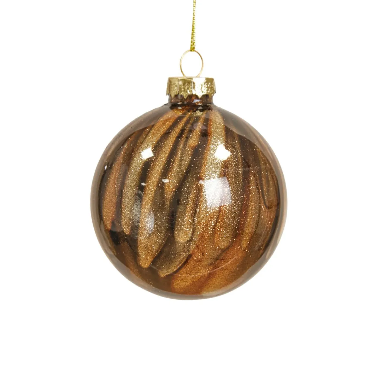 KOOPMAN Lot de 12 boules de Noël en verre (D80 mm) New York Brun scintillant Marron