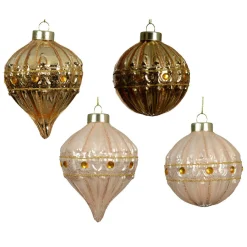 KAEMINGK Lot de 12 boules de Noël en verre (D80 mm) Perle de Venise et perle Or Discount