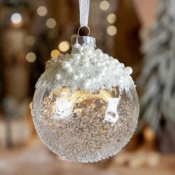 KAEMINGK Lot de 3 boules de Noël en verre (D80 mm) Mouchetée Blanc irisé Discount